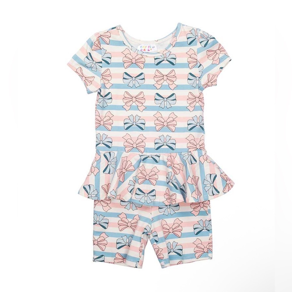 Dot dot smile Pretty In Bows Peplum Romper 2T 🎀✨